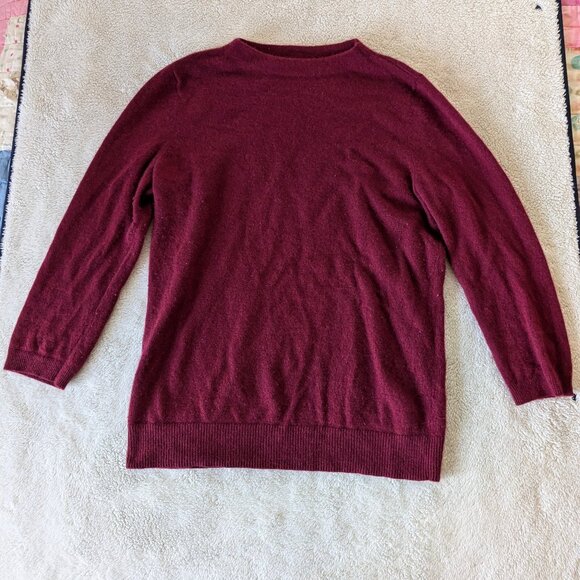 PURE CASHMERE dark red sweater - Picture 1 of 4